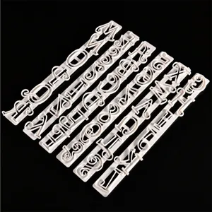 White 6pcs cute letter number fondant press mold cake decorating tool set for baking DIY