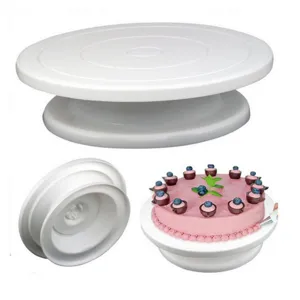 Plastic Cake Turntable Rotating Cake Stand Non-Slip Decorating Stand Baking Tool Kitchen Supplies White