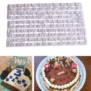 Fondant cake decorating tools white plastic letter number embossing mold set for baking DIY crafts