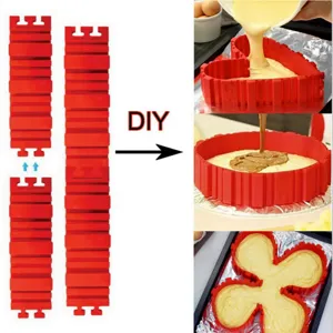 Flexible Silikon Kuchenform Set DIY Backform für individuelle Formen Herz und Kreis