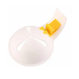 Kitchen egg separator detail, silicone bowl edge clip, practical yolk white divider tool.