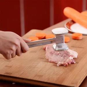 Aluminum alloy double-sided meat tenderizer hammer kitchen tool for making steaks.