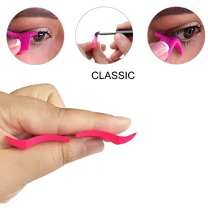 Silicone eyeliner stencil detail view, soft pink makeup auxiliary tool for precise wing lines.