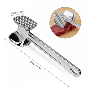 Double-sided aluminum meat mallet tenderizer for beef and steak preparation, durable kitchen tool.