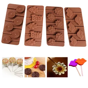 Silicone lollipop mold DIY baking chocolate mold set with swirl baby daisy lip shapes for party treat.