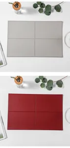 Vista dettagliata tovaglietta rettangolare in ecopelle, cuciture eleganti e isolamento.