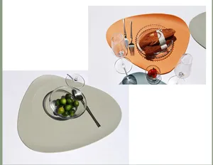 Nordischer Kunstleder dreieckiger Tischset wasserdicht wärmeisolierende Esstischmatte deko