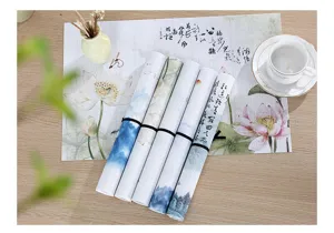 Chinese PVC placemat braided heat resistant table mat traditional ink painting design pad