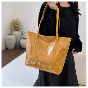Modische große glänzende PU Leder Tragetasche für Damen, wasserdichte Pendler Schultertasche.