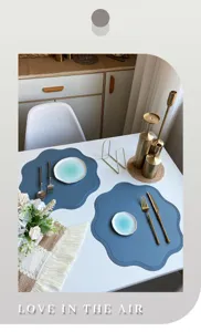 Tovaglietta in ecopelle blu nordica impermeabile antimacchia tappetino da tavola per cucina