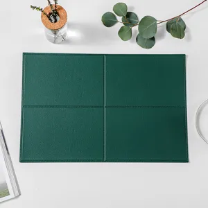 Tovaglietta in pelle verde scuro, tovaglietta PVC impermeabile anti-olio per cucina.