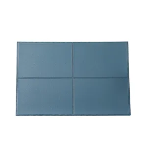 Tovaglietta rettangolare in pelle blu impermeabile e resistente al calore per cucina.
