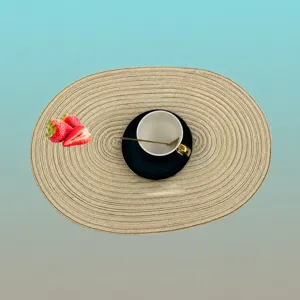 Woven cotton yarn oval placemat heat insulation pad non-slip table mat home decor