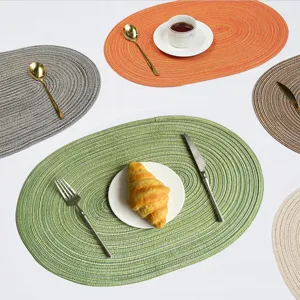 Woven cotton yarn oval placemats table mats heat insulation anti-slip kitchen dining decor