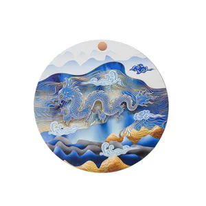 Round Chinese style PVC placemat for dining table, decorative heat insulation table mat.