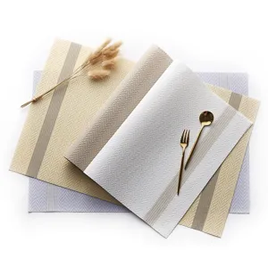 Nordic PVC heat insulation placemat waterproof table mat with elegant double stripe design set.