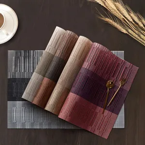 Woven Vinyl Polyester Place Mats Waterproof Heat Insulated Striped Dining Table Mat Modern Minimalist Kitchen Placemat