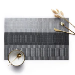 PVC woven placemat waterproof heat insulation striped table mat for kitchen dining room