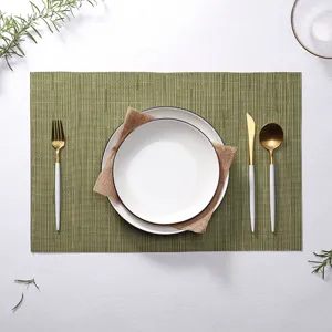 Nordisch PVC Tischset Hitzebeständig Rutschfest Bambus Textur Tischmatte für Hotel Restaurant