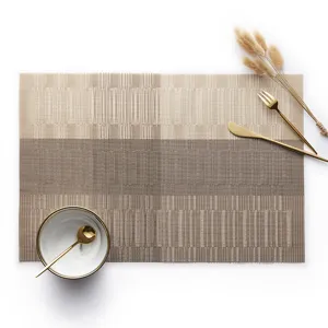PVC woven placemat waterproof heat insulation table mat horizontal stripes main view