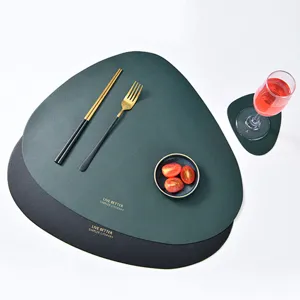 Nordic style irregular leather placemat waterdrop waterproof insulation mat table decor.