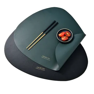 Nordic waterproof leather placemat waterdrop shape heat insulation dining table mat