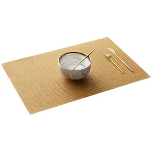 Gold PVC woven placemat waterproof heat resistant table mat kitchen dining table decoration