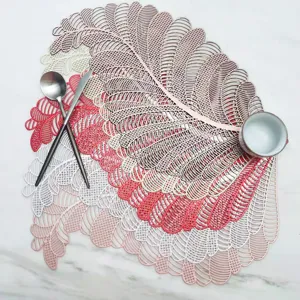 Nordic Style Hollow PVC Placemat Gold Silver Coffee Pink Red Flower Shape Heat Resistant Table Mat For Dining Table Home Kitchen