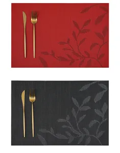 PVC gewebter Tischset mit Blumenmuster hitzebeständig rechteckige Tischmatte für Esszimmer