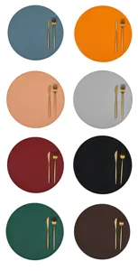 Modern round leather placemat PVC heat insulation table mat set for home kitchen restaurant decor