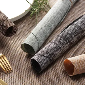 Tovaglietta rotonda in PVC intrecciato termoisolante per decorazione tavolo da pranzo