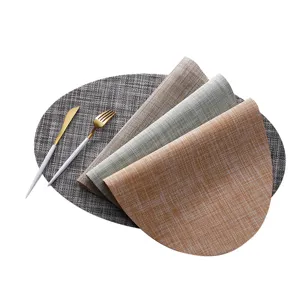 Oval PVC table placemats heat resistant waterproof non-slip kitchen dining table mats set.