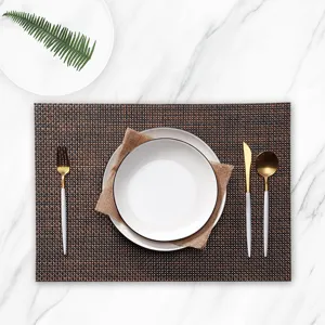 Woven vinyl PVC placemat heat resistant waterproof kitchen table mats for dining room decor