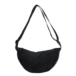 Borsa a tracolla monocolore nera borsa a mezzaluna casual quotidiana per le donne