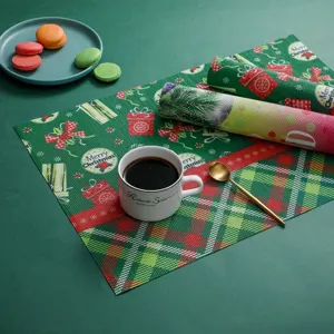 Tovaglietta PVC Natale resistente al calore motivo scozzese decorazione cucina casalinga
