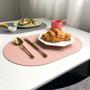 Europäische ovale Leder Tischset wasserdicht wärmeisolierend Esstisch Matte Set für Zuhause