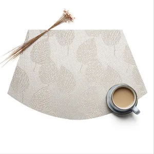 European style woven fan shaped placemat heat insulation anti slip table mat for home hotel decor