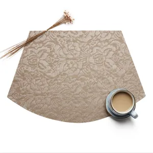 European style fan shaped Teslin woven heat insulating placemat for dining table decor.