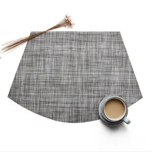 European style Teslin woven heat-insulating placemat, fan-shaped anti-slip dining table mat decor.