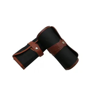 Leinwand Roll-Etui mit PU-Lederriemen, tragbare Multifunktions-Aufbewahrungstasche für Skizzen.