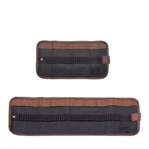 Aufrollbare Stiftetasche aus Segeltuch und PU-Leder, ideal für Skizzenstifte und Marker.