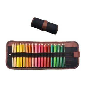 Roll-up Federtasche mit Buntstiften Set, tragbarer PU-Leder Wickel-Schreibwaren Organizer.