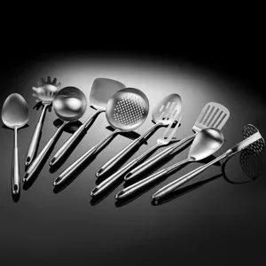Utensili da Cucina in Acciaio Inossidabile Spatola Mestolo Scolapasta Set di Pentole Strumento di Cottura