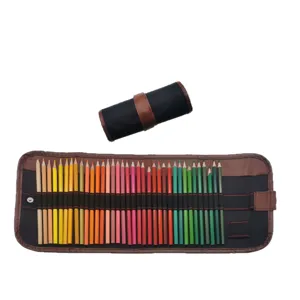 Leinwand PU Buntstiftrolle Etui zum Aufrollen Mappen Stifte-Organizer fuer Kunst Zeichnen