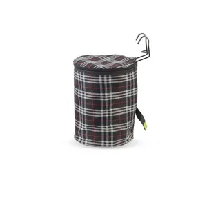 Panier de vélo à carreaux noir avec couvercle, sac de guidon en toile pour les vélos pliants.