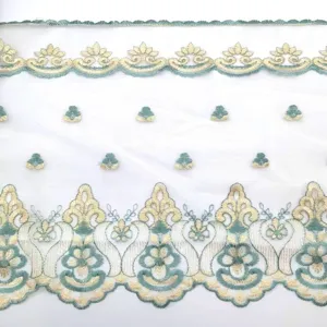 Water soluble lace trim embroidery fabric floral ribbon for DIY sewing garment decoration accessory.
