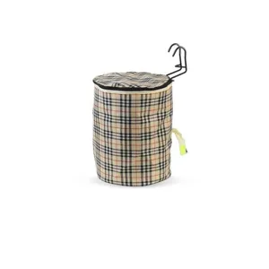 Panier de guidon de velo pliable avec couvercle en tissu avec motif carreaux retro vintage