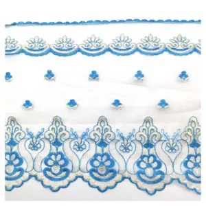 32cm water-soluble lace trim blue white embroidered fabric for garment sewing curtain decor
