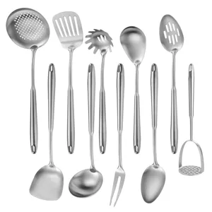 Set di utensili da cucina in acciaio inox spatola mestolo scolapasta strumenti