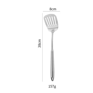 Paletta da cucina scanalata in acciaio inossidabile, girapentole in metallo con foro per appenderla.